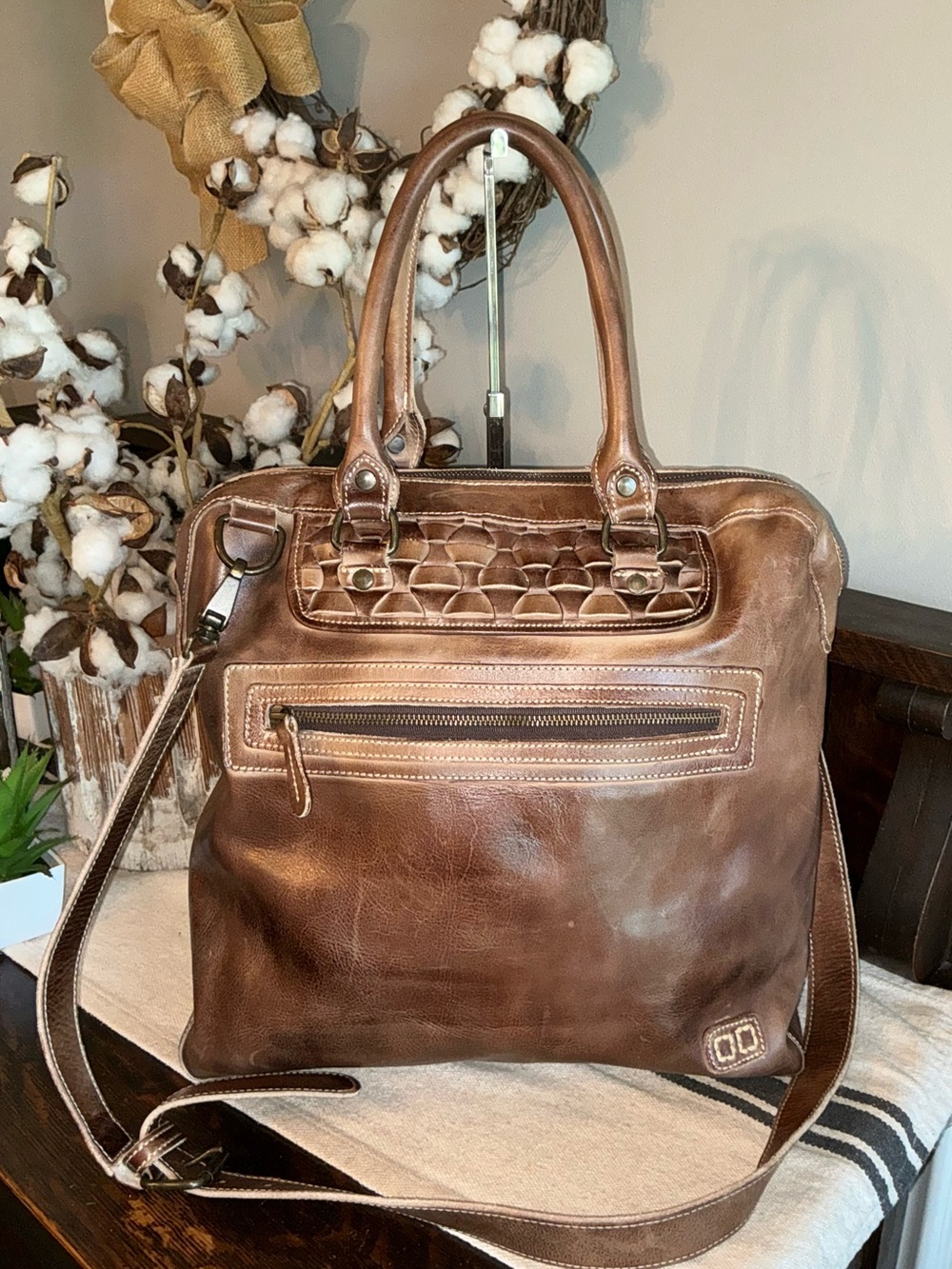 NWOT Bed Stu Suri Crossbody Shoulder Tote Bag Brown Rustic MSRP $395